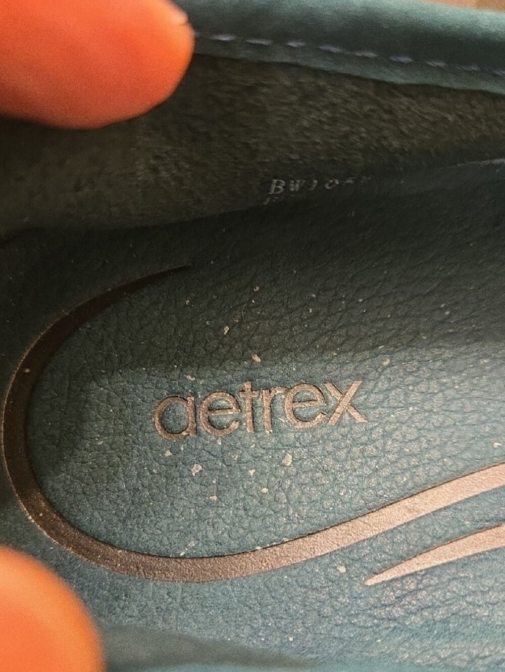 Aetrex Teal Suede Round-Toe Flats - Picture 3 of 6